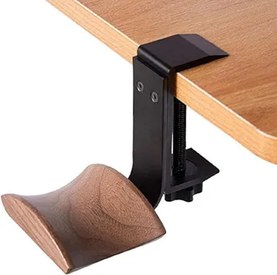 Image de Support pour casque - Porte-casque mural - Pour un bureau ordonné - Pince réglable - Jusqu'à 6 cm - Couleur bois