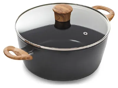 Obrázok produktu pre Polievkový hrniec 24 cm, so sklenenou pokrievkou, keramický povrch, bez PFAS, pre kuchyňu