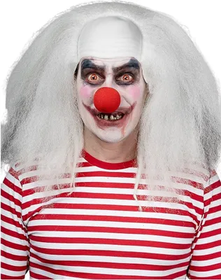 Zdjęcie produktu dla Straszny klaun horror biały - peruka na Halloween