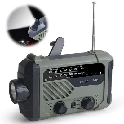 Produktbild von 2000MAH Klein Handschüttel Radio,Multifunktions Solar Radio,AM/FM/WM Regulieren,Mit LED Beleuchtung/SOS Alarm/Powerbank,155mm*94mm*49mm,USB Aufladung