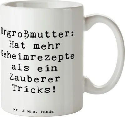 Produktbild von Mr. & Mrs. Panda Kaffeetasse Spruch Urgroßmutter Schätze - Weiß - Geschenk, Erinnerungen, handgemacht, Teetasse, Ahnen, Familientradition, Familienmitglieder, Dankeschön