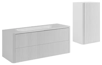 Produktbild von Badmöbel-Set mit Waschbecken und Midischrank, Weiß, 120 x 48 x 44 cm