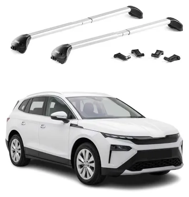 Image de Barres de toit transversales pour Skoda Elroq 2024-2026 Aluminium Gris ABE, Image générée par une IA