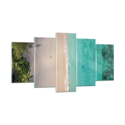 Produktbild von Bilder auf glas - 5 Teile - Strand Tropen Rand - 160x85cm - Glasbilder - Wandbilder - Bilder - zum Aufhängen bereit - Wanddekoration aus Glas - Glas Bilder - Wandbild auf Glas - GEA160x85-5000