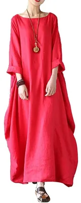 Produktbild von Langes Sommerkleid für Damen – V-Ausschnitt – Rot