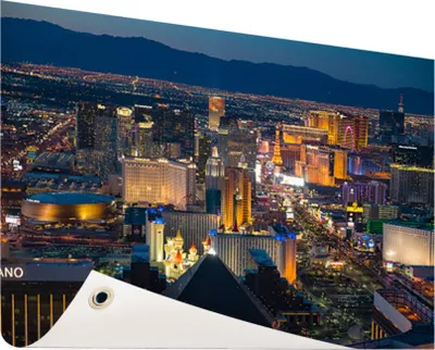 Produktbild von Gartenposter - 60x40 cm - Luftbild beleuchtetes Stadtbild Las Vegas  - Modernes Wandbilder - Amerikanische Städte