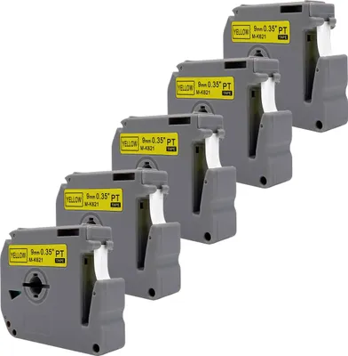 Produktbild von DULA Etikettenband - Kompatibel mit Brother P-Touch M-K621 - 5 Stück - Schwarz auf gelb - 9mm x 8m