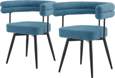Zdjęcie produktu dla ML-Design Krzesła do jadalni obrotowe, zestaw 2 sztuki w kolorze niebieskim Ergonomiczne krzesło do salonu z podłokietnikami i oparciem, obrotowe o 360°, z metalowymi nogami