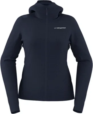 Dunkelblaue Chill Thermal Hoody von La Sportiva; geeignet als Midlayer für Damen.