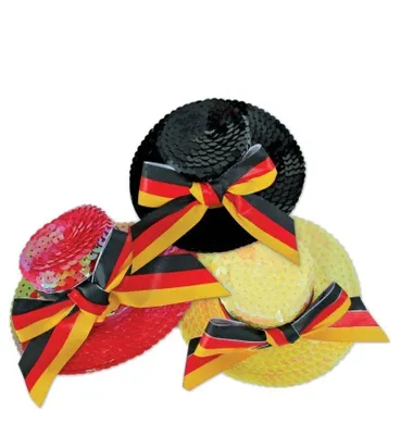Produktbild von Minihut "FAN" mit Haarclip, Deutschland, Fahne, Paillettenhütchen (Rot)