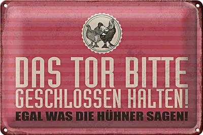 Produktbild von Blechschild Hühnerstall 30x20cm Tor geschlossen halten Hühner