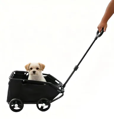 Productafbeelding van Opvouwbare 2-in-1 Hondenwagen met Telescopische Handgreep