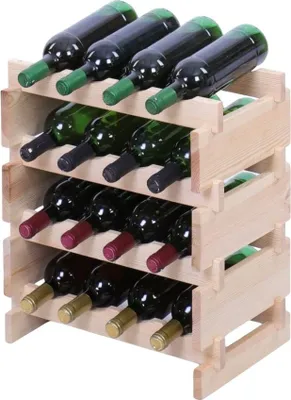 Produktbild von Weinregal VINOTECA FLEX PRO | HxBxT 51x46x28cm | 16 Flaschen auf 4 Ebenen | Massives Kiefernholz | Natur unbehandelt