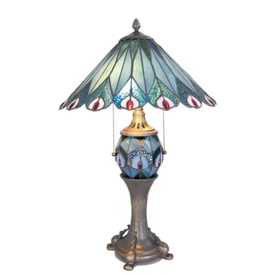 Obrázok produktu pre LumiLamp 5LL-5829 Stolná lampa Tiffany Ø 40x65 cm modré červené sklo