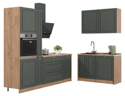Image de Cuisine Vicco Fame-Line Vert Or Campagne/Chêne de force doré 220 x 120 cm sans PT, Model 64990