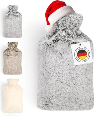 Produktbild von Famanu Wärmflasche mit weichem Bezug - 1,5 Liter für Kinder - Grau