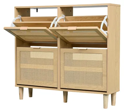 Image de Meuble à chaussures, design moderne, tiroirs à 4 compartiments, 100 × 25 × 90 cm