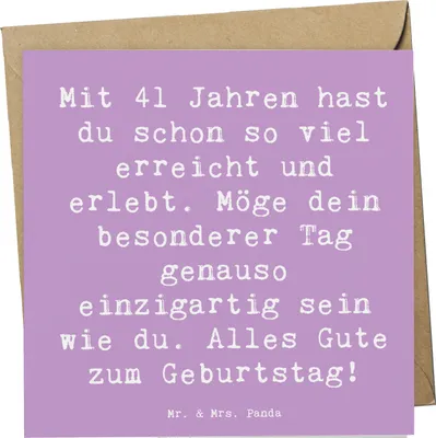 Produktbild von Mr. & Mrs. Panda Grußkarte Spruch 41. Geburtstag - Lavendeltraum - Geschenk, faltkarte, Glückwunschkarte, Geburtstagsgeschenk, Klappkarte, feiern, anlasskarte, 41 Jahre