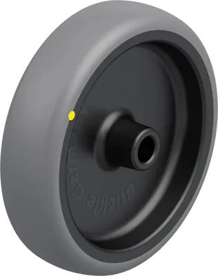 Produktbild von 125-mm-Rad mit grauem, elektrisch leitfähigem, thermoplastischem Gummi auf Polypropyl