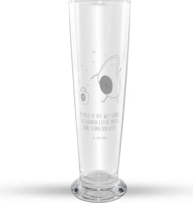 Produktbild von Mr. & Mrs. Panda Bierglas Avocado Tanzen - Transparent - Geschenk, Urlaub, Bier Glas, Musik, Weizenbier, Singen, Mr Mrs Weizenglas, Weißbierglas, Party, Weizen