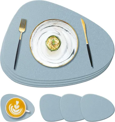 Imagen del producto de Protectores de mesa de silicona con posavasos, resistentes al calor hasta 230 °C, juego de 4, ideales para comedores y restaurantes