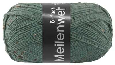 Produktbild von Lana Grossa MEILENWEIT 150 g TWEED 6-fach Sockenwolle 390 m Farbe 9686 - Graugrün