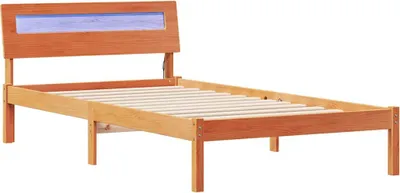 Image de vidaXL Cadre de lit brun cireux 75 x 190 cm Pin massif