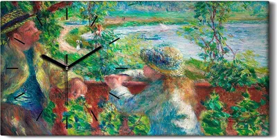 Produktbild von Küche Wohnzimmer Wand Leinwand Uhr 60x30 Gemälde Mann Kind Wald Bäume See Kunst - schwarze Hände