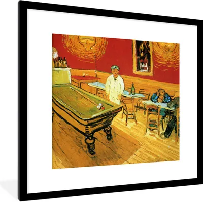 Produktbild von MuchoWow® Gerahmtes Poster Das Nachtcafé - Gemälde von Vincent van Gogh 40x40 cm - Poster mit Schwarzem Bilderrahmen Wandposter Rahmen Foto Bilder - Poster - Plakat im Rahmen
