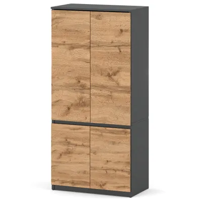 Zdjęcie produktu dla Szafa 80 cm Antracyt / Wotan Garderoba Modułowa Bezuchwytowa Nowoczesna 4 Drzwi Loft AGA AZTeam