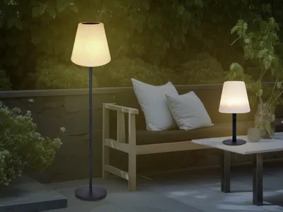 Produktbild von Dimmbare RGB Solarleuchten, Outdoor Terrassenlampen Set Tischleuchte Stehleuchte