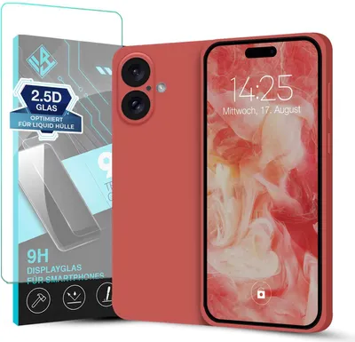 Produktbild von Hülle für Apple iPhone 17 mit 9H Displayglas Displayschutz Plus Case Cover Bumper Silikon Softgrip Schutzhülle Farbe: Rot