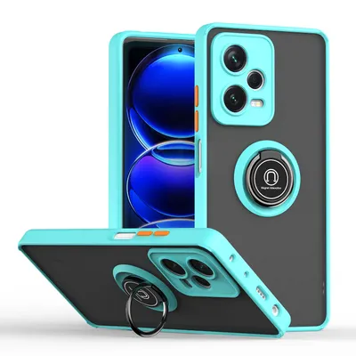 Immagine prodotto di Custodia per Xiaomi Redmi Note 12 Pro+ traslucida opaca in TPU con supporto ad anello e supporto Blu
