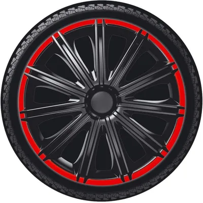 Produktbild von 14" Zoll Radkappen Schwarz/Rot Radzierblenden Radblenden PP 5114BR AutoStyle