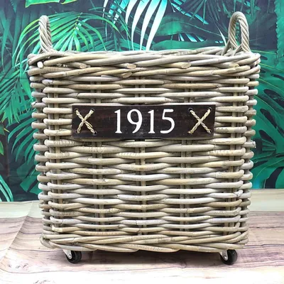 Produktbild von VAN DER LEEDEN Rattan Kaminholzkorb mit Rollen 50 x 50 cm