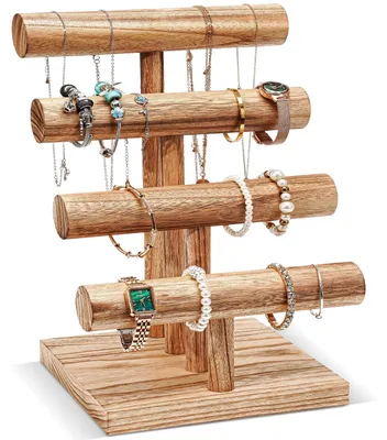 Produktbild von Holz T-förmiger Schmuckhalter mit 4 Ebenen