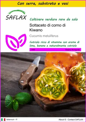 Immagine prodotto di SAFLAX Insieme di coltivazione - Sottaceto di corno di Kiwano - 10 semi - Cucumis