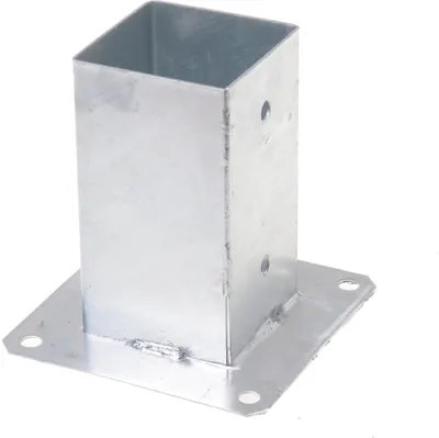 Produktbild von Aqbau® Aufschraubhülse 80x80 mm Pfostenträger aufschrauben, Vierkantpfosten, Holzpfosten, Pfostenschuh, Bodenhülse mit Dübelplatte, Pfostenhalter