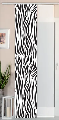 Produktbild von 2er Set Schiebegardine Flächenvorhang Wildseide Optik und Voile Paneel, 245x45, Zebra, 80400
