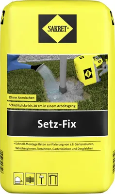 Produktbild von SAKRET Setz-Fix Schnellzement 10 kg, frostbeständig, außen, 5 Min. Erhärtungsbeginn