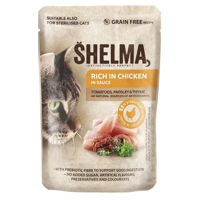 Immagine prodotto di SHELMA Cat pocket Grain Free pollo-tomato-erbe 85g in salsa, 15069