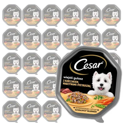 Produktbild von 28x150g Cesar Schale Feuchtfutter für Hunde in Sauce mit Huhn, Gemüse