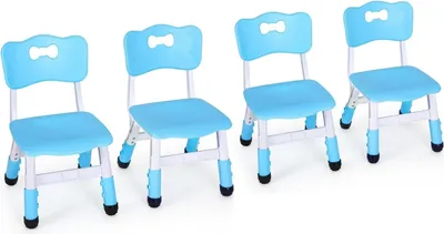 Immagine prodotto di Sedie per bambini - Set di 4 sedie per asilo - Altezza regolabile 53-57 cm - Plastica PP - Antiscivolo - Impilabili - Portata 100 kg - Blu
