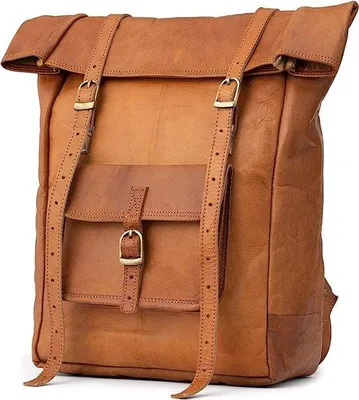 Produktbild von Unyqoos® Vintage Leder-Rucksack Leeds – Fahrrad- & Laptoprucksack 27×39×10 cm, 15 Zoll Laptopfach, pflanzlich gegerbtes Leder, Damen & Herren