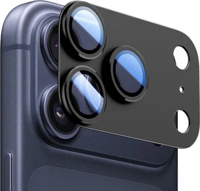 Obrázok produktu pre Kovový ochranný krúžok fotoaparátu pre Apple iPhone 17 Pro Max so skleneným krytom čierny