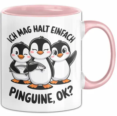 Produktbild von Pinguin Tier Tasse Geschenk Lustige Geschenkidee Spruch Ich Mag Halt Einfach Pinguine (Rosa)