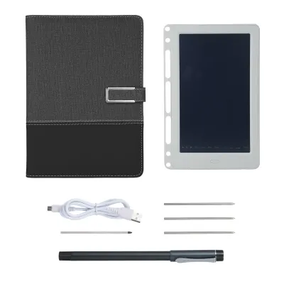 Obrázek produktu pro Chytré pero + kožený zápisník A5, plánovač + psací tablet, synchronizace v reálném čase, APP, převod hlasu na text, funkce AI, 80 stran, 6 slotů na karty v pořadači