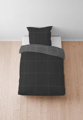 Produktbild von biberna Mako-Satin Bettwäsche 0614606 KARO color: titanium, size: 1x 135x200 cm + 1x 80x80 cm