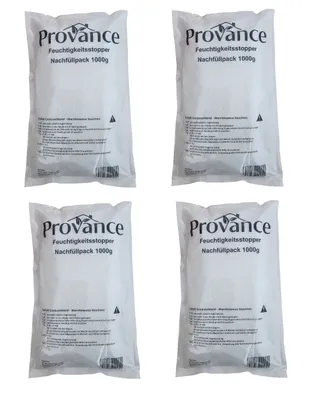 Produktbild von 4 Stück Raum Luftentfeuchter Granulat 1kg 1000g Vliesbeutel Nachfüllpack (6,00€/kg)