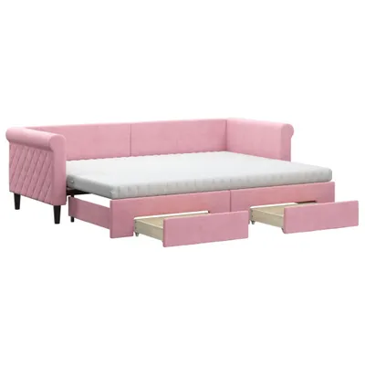 Immagine prodotto di vidaXL Divano letto estraibile con cassetti Rosa 80x200 cm Velluto